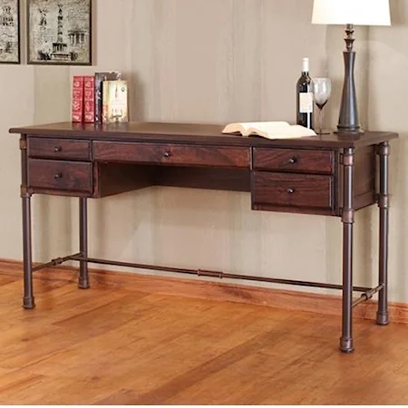 Industrial Desk with Mango Wood Top and Iron Base